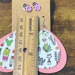 None Women's Lady Bug Studs Succulent Cactus Plant Dangle Earrings Set Pink White Photo 4