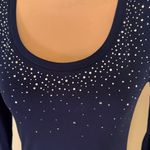 Valerie Bertinelli  Navy Long Sleeve Top with Rhinestone Detailing size small Photo 1