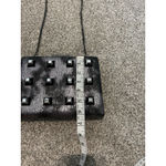 Nasty Gal Womens Charcoal Vegan Faux Leather Power Grid Studded Crossbody Bag Photo 5