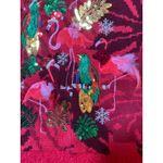 Ugly Christmas Sweater Women's XXL Red Flamingo Parrot Tropical Holiday Knit Photo 3