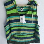 BDG  Striped Knit Sleeveless Hoodie NWT Sz Medium Green Photo 0