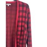 Croft & Barrow 2X Red Black Plaid Open Front Cardigan Sweater Cotton Modal Photo 2