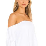 Susana Monaco  Top Womens X Small White Blue‎ Off Shoulder Peasant Blouse Photo 0