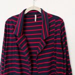 [Olivia Moon] Red Navy Striped Open Front Knit Blazer Jacket 3/4 Sleeves Size XL Blue Photo 2