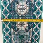 Halston III Vintage Silk Scarf Teal and White Geometric Silver Shimmer Boho Blue Photo 6