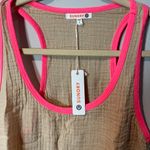 Sundry  Relaxed Fit Dune Racerback Tank, Size Small, Dune & Pink - NWT Photo 2