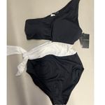 Ralph Lauren New nwt sz10 black and white cut out one shoulder swim suit 1 pc Photo 1