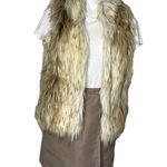 BB Dakota Elvan Faux Fur Vest Ivory Brown Size Small Hook & Eye Front Closure Photo 4