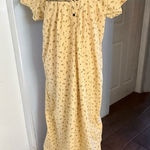 Vintage Unique Night Wear Floral Cotton Long Modest Nightgown House Dress XL Yellow Photo 0