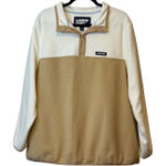 Lands' End  Women's 2X Pullover Fleece Hoodie Button Mock‎ Neck Cream & Beige # Photo 0
