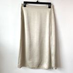 Vince  Zip-Detailed Satin-Crepe Midi Skirt Womens‎ Size XS Ecru Mid Weight Career Photo 2