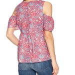 Lucky Brand  Floral‎ V-Neck Cold Shoulder Top Pink Small Photo 1