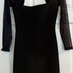 Vtg Moda International Mini Dress Sz XS Black Bodycon Mesh LBD Cocktails Party Photo 0