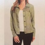 Tahari Denim Look Jacket Snaps Olive Green New Medium Lightweight Photo 7