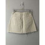 Free People  Denim Mini Skirt Size 27 Cream NEW Button Front Raw Hem Distressed Photo 2