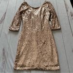Lulus NWT  Delightful Ways Champagne Gold Sequin Dress Mini Prom Homecoming Club Photo 14