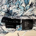 Tahari  S 100% Linen Shirt Blouse Top Floral Button Back Beach Vacation Cruise Photo 3