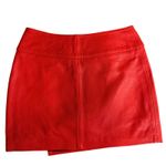 Zadig & Voltaire  Red Leather Panel Mini Skirt Asymmetric Hem Size 36 Small NWT Photo 5