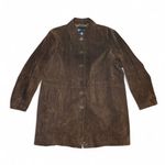 Relativity  Women’s 3X Genuine Suede Leather Coat Brown Button Front Lined Plus Photo 0