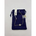 Tory Burch Miller Pave Logo Charm 18K Gold Plated Crystal Pearl Bracelet New Photo 2