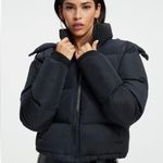 Good American Cropped Iridescent Puffer Jacket With Removable Hood Photo 1