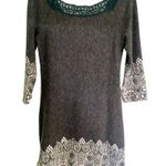Aryeh  Charcoal Grey Three Quarter Sleeve Mini Knit Sweater Dress Size Medium Photo 4