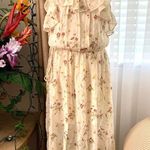 ZARA Floral Sequin Ruffle Midi Halterneck Midi Dress in Ecru Photo 5