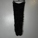 Black Ruched Bodycon Maxi Dress Medium Stretchy Strapless Evening Gown Photo 4