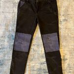 Free People  Distressed Black Blue Knee Patch Moto Skinny Jeans Size 6 Photo 0