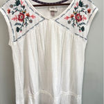 Knox Rose  Womens Top L White Embroidered Floral V Neck Tunic Top Boho Summer Photo 0