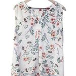 St. Tropez WOMEN'S White Floral V-Neck Sleeveless Blouse Photo 0