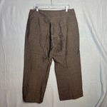 Eileen Fisher Wide Leg Crop Linen Pants Size M Brown Zip Pockets Italian Photo 4