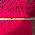 Sandro Paris Women's Rayon Blend Lace Lace Crewneck Red Keyhole Blouse Size 1 Photo 5