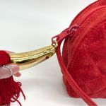 Nordstrom 1980s Vintage Italian Red Quilted Suede Tassel Tusk Shoulder Bag Photo 2