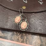 Handmade Pink Silver Cameo Dangle Earrings | Victorian Romantic Photo 4
