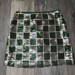 Judith March  Green & Silver Checked Print Sequined Mini Skirt - Size S Photo 0