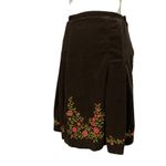 Dress Barn Skirt Corduroy Brown Embroidery Size 14 Midi Length Side Zipper Photo 4