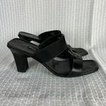 Paul Green  Heels 6.5 9 US Black Leather Open Toe Slip On Sandals Buckle Handmade Photo 1