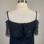 XScape Off the Shoulder Beaded Chiffon Evening Gown Blue Size 14 Long Formal Photo 7