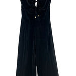 DO+BE  Black Stretch Velvet Strappy Lace Up Deep V-Neck Sleeveless‎ Jumpsuit S Photo 0