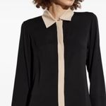 Mimi Chica Black Sheer Button Down Womens Medium Blouse Shirt Pink Contrast Siren Career Photo 2