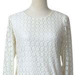 Riley & Rae Lace Top 3/4 Sleeves Round Neck Cream Pullover Women's Size Medium Photo 5