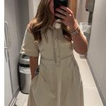 ROSETTA GETTY x RTR Beige Twill Collared Short Sleeve Bone Stitching Dress 0 Photo 10