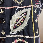 Vintage Vest Womens Medium Black Floral Embroidered V Neck Boho Photo 8