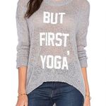 The Laundry Room  But First Yoga Gray Sweater Photo 0