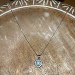 Sterling Silver Lab Fire Opal & CZ 925  Heart Necklace Photo 2