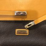 Ted Lapidus Caramel Leather Top Handle & Monogram Logo Vinyl Crossbody Satchel Photo 15