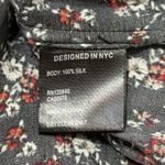 Intermix  Women’s 0 Black Floral Silk Mock Neck Long Sleeve Lace Insert Blouse Photo 5