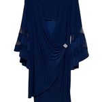 R & M Richards  Women's Royal Blue Wrap Dress Sheer Bell Sleeves Size 20W Photo 0