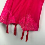 Victoria's Secret Victoria’s Secret Hot Pink Lace Mesh Corset Teddy Sz 36C Garter Straps Cutout Photo 7